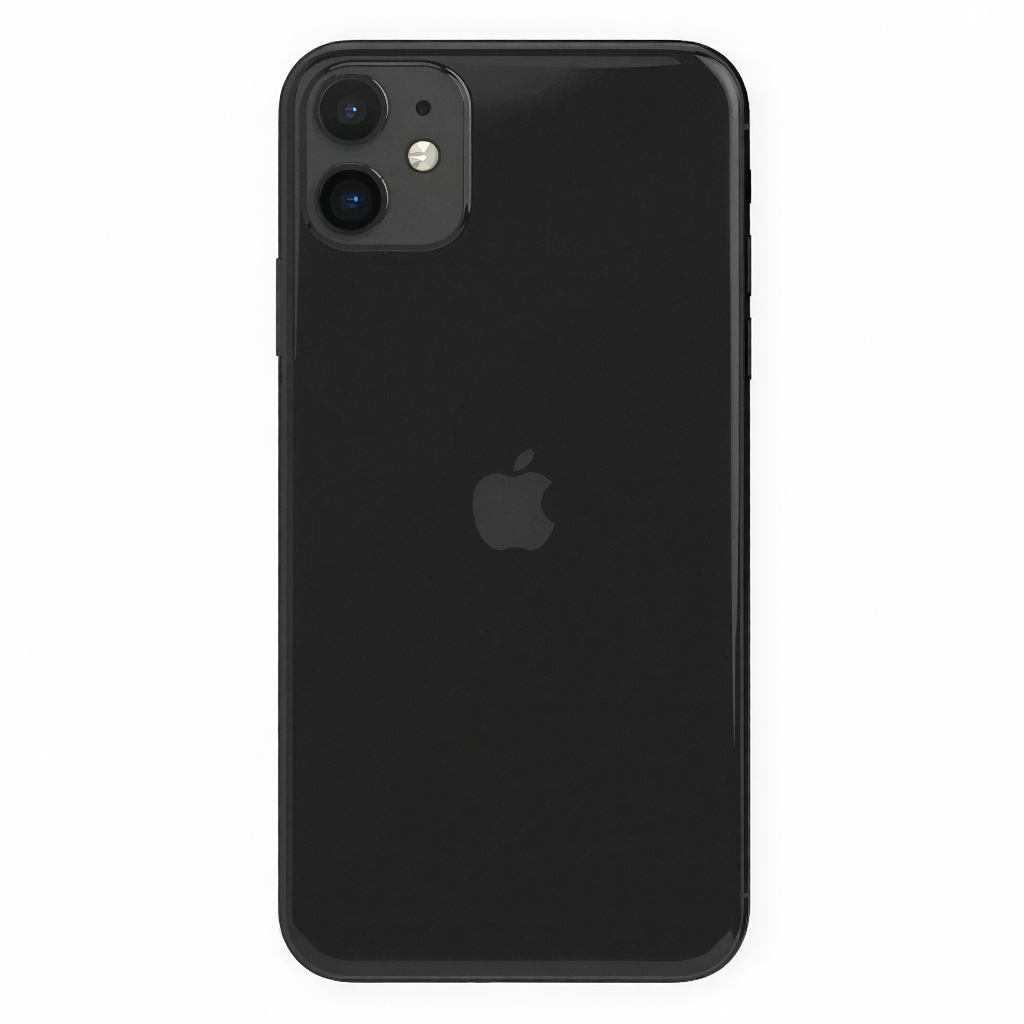 Black smartphone with Apple logo on a white background