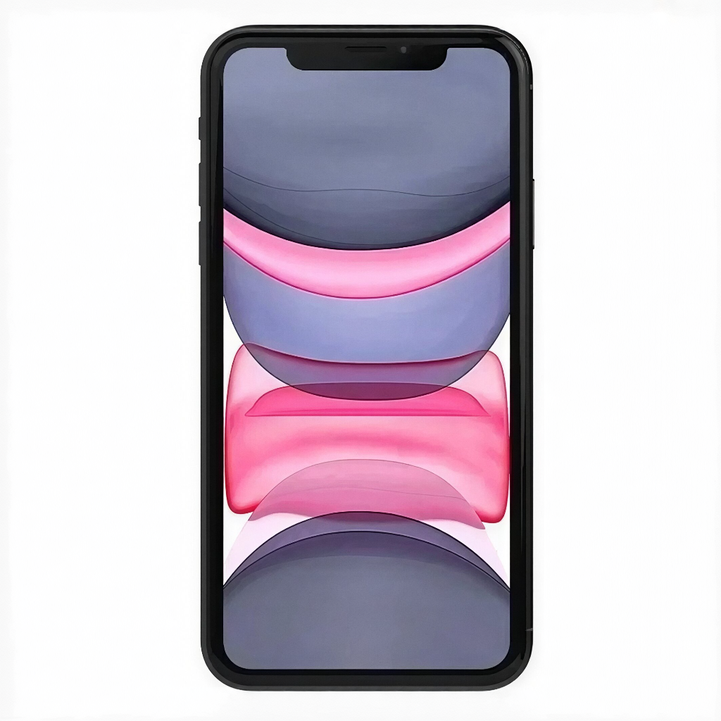 Smartphone with a colorful display on a white background