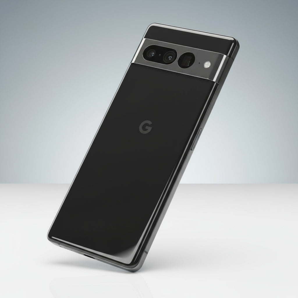 Black smartphone with Google logo on a colorful blurred background