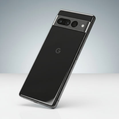 Black smartphone with Google logo on a colorful blurred background